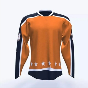 เสื้อฮอกกี้น้ำแข็งสีส้มสำหรับผู้ชาย แขนยาว ระบายเหงื่อได้ดี คอกลม ทรงปกติ ผลิตจากโพลีเอสเตอร์ - Product Image 1