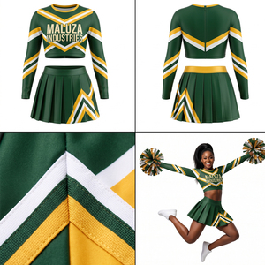 Conjunto de Uniforme de Animadora Personalizado con Estampado Frontal para Adultos, Conjunto de Ropa Deportiva Elástica Sublimada para Equipo de Baile, Spandex/Poliéster - Product Image 6