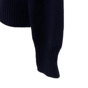 Women's Navy Blue V-Neck <b>Cardigan</b> 67 Number Full Sleeve Preppy Style Vintage Knitted <b>Sweater</b> Winter Wear - Product Image 3