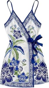 Vestido Mini Bohemio Tropical para Mujer, Manga Campana, Verano Otoño, Transpirable, Algodón y Chifón, Atuendo para Vacaciones - Product Image 1