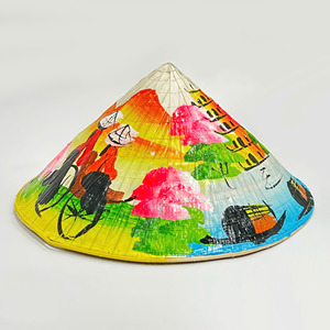 Chapeaux en feuilles faits à la main pour femmes, chapeau conique à fleurs peintes, accessoires pour activités de plein air - Product Image 3