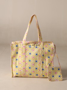 OEM Assorted Geometric Quilted Cotton Tote Bag with Pouch - Eco-Friendly Bohemian Shopper <b>Handbag</b> - Product Image 2