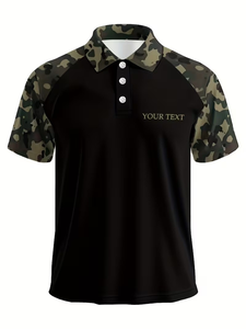 Customized Men's Standard for Shirt Personalized Text Classic Easy Short Sleeve Camouflage Print 4 Colors 100% Cotton - Product Image 5