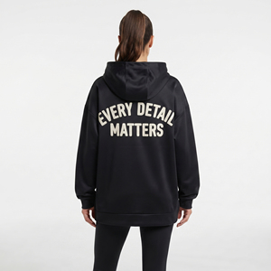Sweat-shirt à capuche oversize pour femme en polyester/coton, manches longues, broderie chenille, vêtements de sport, longueur standard, coupe-vent - Product Image 2
