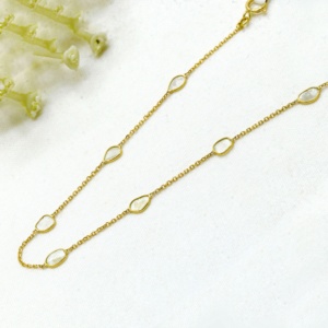 Bracelet à maillons en or jaune 18 carats avec diamants naturels taillés en tranches sertis clos, collection Memoria Jewels, vente en gros - Product Image 3