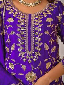 Ramdev Trading Kurta Moderna para Mujer, para Fiestas, en Seda Chinnon, de Secado Rápido, con Bordado Intenso, para Diwali y Bodas - Product Image 5