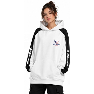 PEARIA Unisex Hooded Sweatshirt <b>Raglan</b> Sleeve Sublimation Print Breathable Knitted Casual Autumn White Black Red Design - Product Image 5