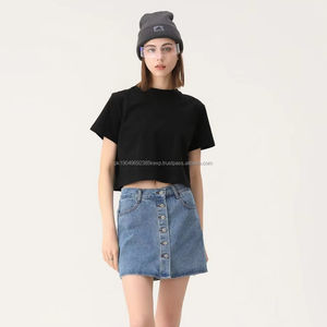 210gsm court femmes T-shirt haute qualité plaine teint haut court chemises de fille concevoir votre marque - Product Image 1