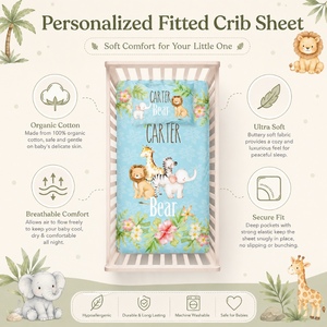 100% Organic Cotton Knitted Customized Crib Sheet <b>Bedding</b> | Marine Animal Print Fitted Crib Mattress Cover Private Logo - Product Image 5