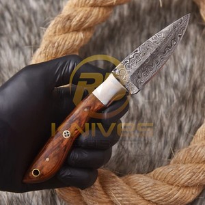 OEM DIY Damascus Steel Fixed Blade Hunting/Skinning <b>Knife</b> Straight Edge <b>Bone</b> <b>Handle</b> | Outdoor Camping <b>Knife</b> Leather Belt Sheath - Product Image 6