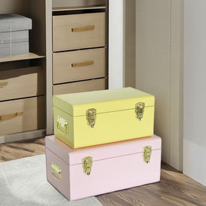 Juego de 2 Baúles de Almacenamiento Multifuncionales de Estilo Americano de Metal Galvanizado - Product Image 3