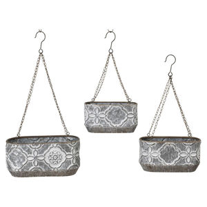 Macetero colgante de 3 niveles estilo rústico, verde oliva, metal galvanizado, decorativo, para uso en interiores y exteriores. - Product Image 6