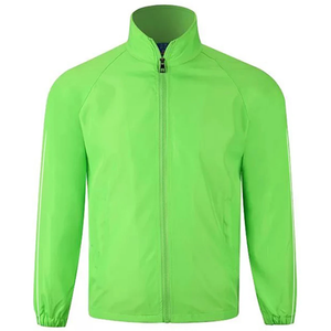 Veste de sport coupe-vent noire pour homme, fermeture éclair intégrale, col montant, polyester léger, vêtement d'automne - Product Image 2