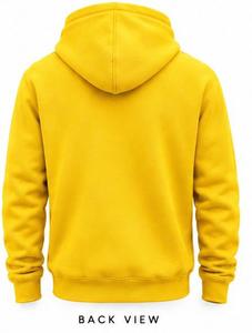 Sweat-shirt à capuche jaune pour homme, coupe classique, avec logo sur le devant, poche, décontracté, 100 % coton molletonné 320g, imprimé uni, vêtement d'hiver - Product Image 5