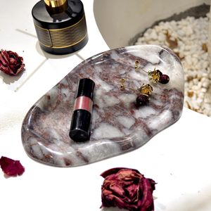 Bandeja de Mármol Rojo de Lujo con Forma de Nube para Servir, Almacenamiento de Mármol para Baño, Cocina, Soporte para Platos y Productos de Cuidado de la Piel - Product Image 1