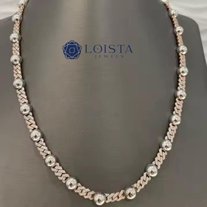 Collar de cadena cubana estilo hip hop con diamantes cultivados en laboratorio certificados por IGI, en oro, con incrustaciones de diamantes, para hombre. - Product Image 5