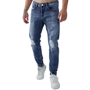 Bangladesh excedentes proveedor Directo de fábrica Diseño de marca personalizada Pantalones vaqueros de hombre sueltos Rasgados Rectos Bolsillos con cremallera Pantalones de mezclilla - Product Image 1