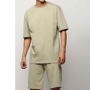 Conjunto de verano para hombre, estilo playero, camisa de manga corta y pantalones cortos con cordón, algodón transpirable, ligero, informal, para vacaciones y uso diario. - Product Image 6