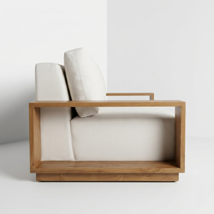 Sofás de sala de estar de madera de teca, sofá modular seccional esquinero para interiores, conjunto de sofá minimalista de perfil bajo, sillón de madera, directo de fábrica - Product Image 3