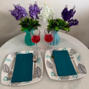 Serviette de table carrée imprimée bleu sarcelle 100% coton lavable en machine Décoration de table moderne Utilisation domestique - Product Image 5