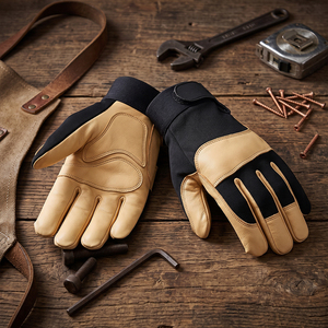 Guantes de Mecánico Reforzados de Cuero de Cabra, Resistentes al Calor, a la Abrasión y Ajustables para Trabajo Industrial Pesado - Product Image 5