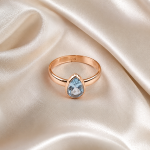 Radhey Krishna Jewellers RKJ-1618 Cute Natural Pear Blue Aquamarine Gemstone <b>Ring</b> Pure 925 Sterling <b>Silver</b> Handmade Bezel <b>Set</b> - Product Image 3