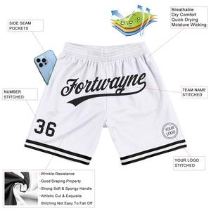 Shorts de basket-ball blancs personnalisés pour hommes, avec nom d'équipe sublimé, shorts de sport en mesh, vêtements de sport pour l'entraînement et la gym, avec poches - Product Image 2