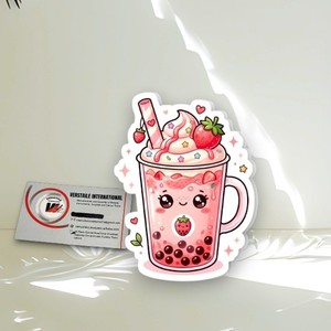 Cute Strawberry Bubble Tea Acrylic Lash Custom Logo Color Diamond <b>Square</b> Flower Oval Circle Rectangle Beauty <b>Tool</b> - Product Image 1