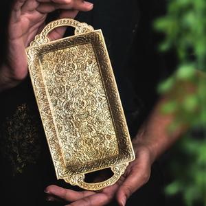 Services de table traditionnels indiens ronds en aluminium faits à la main |   Assiettes et bols de service de luxe gravés, étanches - Product Image 3