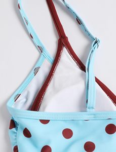 Ensemble bikini 2 pièces pour femme, maillot de bain à pois avec liens latéraux, fournisseur en gros - Product Image 4