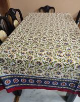 Nappe de table rectangulaire moderne en coton imprimé à la main avec motifs floraux, fabriquée en Inde, écologique, personnalisable, style bohème