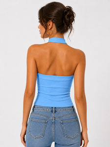 Woman <b>cross</b> strips tank <b>top</b> soft and stretchy Features a stylish neck and breathable quick dry custom design and logo OEM - Product Image 5