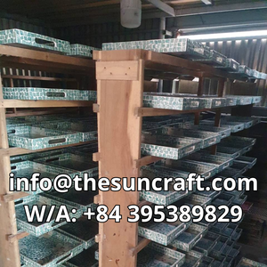 Plateau décoratif artisanal en nacre Living Gem pour la décoration et le rangement de la maison contemporaine - Product Image 4