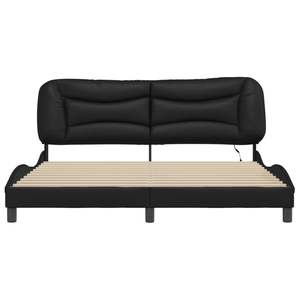 Cadre de lit Hvar noir 72"x83.9" avec éclairage LED, style moderne, sans matelas - Product Image 6