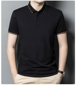 เสื้อยืดแขนสั้นฤดูร้อนแบบมีปกสไตล์ลำลองสำหรับผู้ชาย รับทำโลโก้ OEM เสื้อโปโลผู้ชายสไตล์เกาหลีเรียบง่ายบางเบาสำหรับวัยรุ่น - Product Image 2