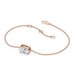 Bracelet chaîne solitaire en or rose 9 carats de qualité supérieure avec diamant de laboratoire taille ovale 0,53 CTW - Product Image 2