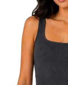 Top corto acanalado de algodón elástico para mujer, sin mangas, cuello cuadrado, ajuste ceñido, estilo casual de verano, personalizado - Product Image 3