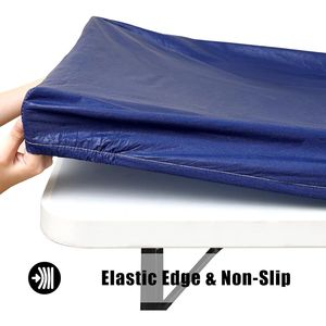 Tovaglia Rettangolare Pieghevole 6ft con Elastico, Rivestimento in Vinile Impermeabile e Lavabile con Retro in Flanella - Product Image 1