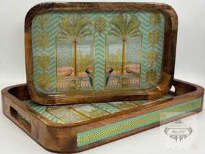 Bandeja de Servir de Madera de Ratán Grabada a Medida, Diseño Floral Moderno con Aves, Apta para Lavavajillas, Portátil, Flexible, Individual, para el Hogar - Product Image 5