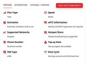 eSIM Hongrie : Données illimitées pour 3, 5, 7, 10, 15, 30 jours – Internet de voyage prépayé 4G/5G avec activation instantanée par code QR - Product Image 2