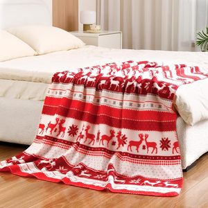 Plaid en peluche à motif de rennes de Noël, rectangulaire, anti-boulochage, pour usage domestique, style classique d'hiver - Product Image 3