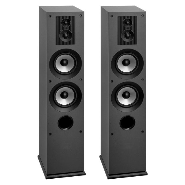 0.75" 1" Dual 5.25" Tower Floor-Standing Home Audio Speakers 3-Way 145W Peak Power 70Hz20kHz Frequency Response MDF 2-Packs