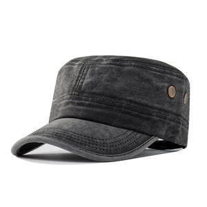 RELEVO INDUSTRY Gorra Plana Unisex de 5 Paneles de Lona de Algodón Vaquero Lavado con Bordado 3D, Cierre Ajustable, Botón de Perla, Color Sólido, Estilo Casual para Playa - Product Image 1