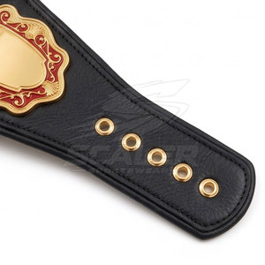 Ceinture de récompense de lutte en cuir sur mesure, haute qualité, respirante, grand logo central, décorations latérales, sangle à boucle réglable - Product Image 5