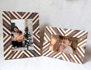 Marco DE FOTOS acrílico plateado personalizado con incrustaciones de metal coloreado, hueso, resina y cristal, decoración perfecta para el hogar - Product Image 4