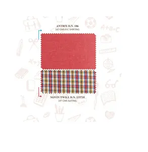 Top Grade Quality Red Polyester Cotton Fabric Plain Shirting Viscose with Checks for School Uniforms