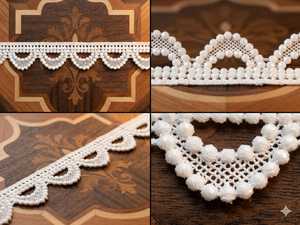 Factory Direct Premium White Polyester Scalloped Lace <b>Trim</b> - 3D Textured <b>Beaded</b>-Look Crochet Border for Saree, Dupatta, Dresses - Product Image 3