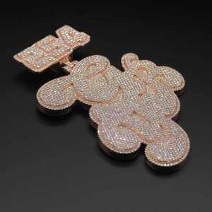 Factory Customized VVS Moissanite Silver Cuban <b>Chain</b> Pendant 3D Custom <b>Name</b> Hiphop Style Men's Iced Jewelry - Product Image 3