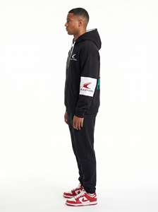 Conjunto de Sudadera con Capucha Estilo Urbano para Hombre, Negro, Oversize, Transpirable, Corte Regular, Pantalones Cortos de Felpa, Sudadera de Algodón French Terry para Invierno - Product Image 2