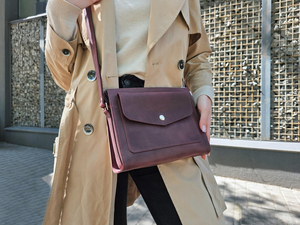 Cute Purple Leather Crossbody Purse Handmade Personalized <b>Shoulder</b> Handbag for Women <b>Small</b> Cross Body <b>Bag</b> Gift for Her - Product Image 5